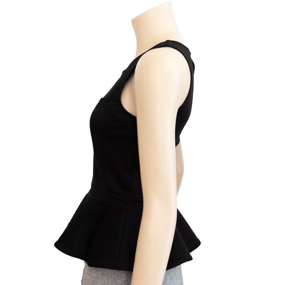 T By Bettina Liano Black Peplum Top Size 6 - Picture 2 of 3